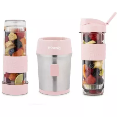 Mini blender rose pastel - 300 W - 570 mL - 2 gourdes incluses