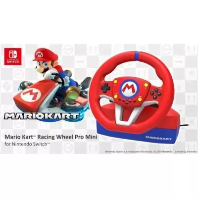 Volant de course Hori Wheel Pro Mini Mario Kart Nintendo Switch - Rouge/Bleu
