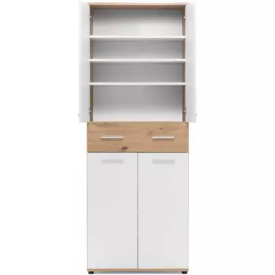 Meuble à chaussures Jacky 42 - Chêne/Blanc - 6 Étagères - Capacité 24 Paires