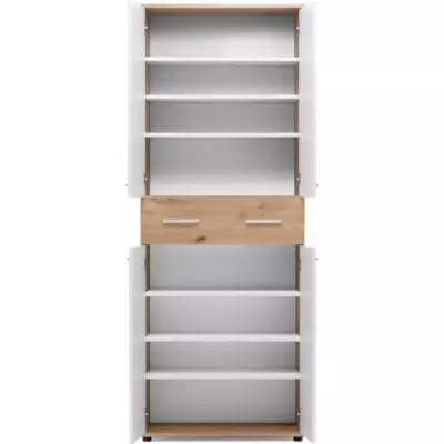 Meuble à chaussures Jacky 42 - Chêne/Blanc - 6 Étagères - Capacité 24 Paires