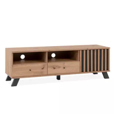 Meuble TV MEDAN - Style artisan chêne et anthracite