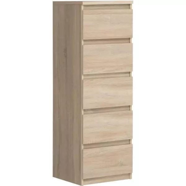 Commode CHELSEA 5 tiroirs - L 41,8 x P 42,2 x H 128,1 - Décor chene sonoma