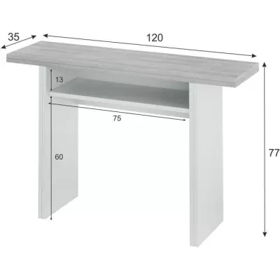 Table d'appoint extensible TAVOLO gris béton - L 120 cm