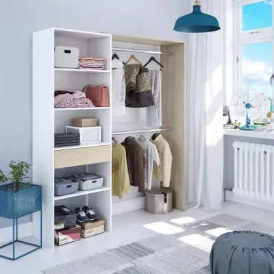 Organisez votre dressing avec style - Dressing DRESS Blanc et chêne