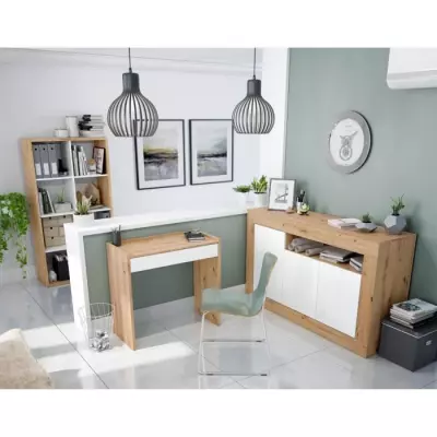 Buffet BALTIK 3 portes + 1 niche - Chene nodi et blanc artik