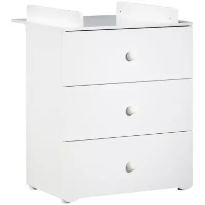 Chambre bébé duo Basic boule: Lit 120x60, commode à langer - Blanc