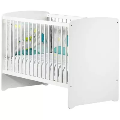 Ensemble Trio Basic Boule: Lit, Commode à langer, Armoire - Blanc