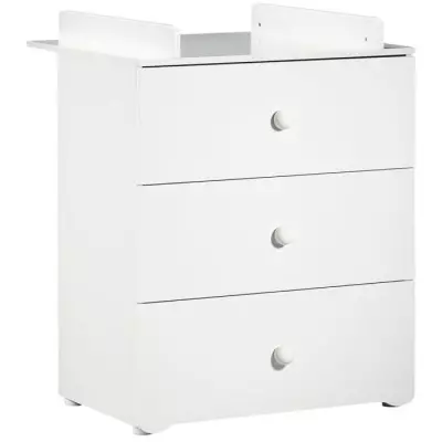 Ensemble Trio Basic Boule: Lit, Commode à langer, Armoire - Blanc