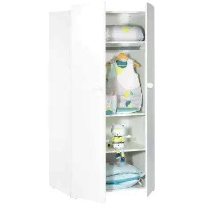 Ensemble Trio Basic Boule: Lit, Commode à langer, Armoire - Blanc