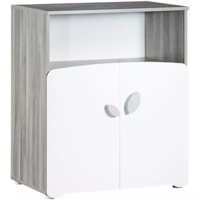 Ensemble chambre bébé duo Leaf: lit 120x60, commode à langer - Blanc