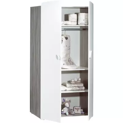 Chambre bébé trio Leaf: lit, commode et armoire - Blanc Chambre bébé trio Leaf: lit, commode et armoire - Blanc