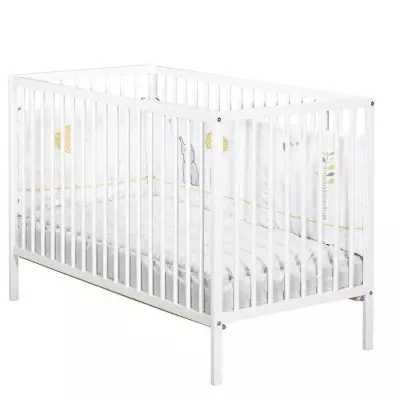 Lit bébé 120x60 cm Babyprice First en bois blanc