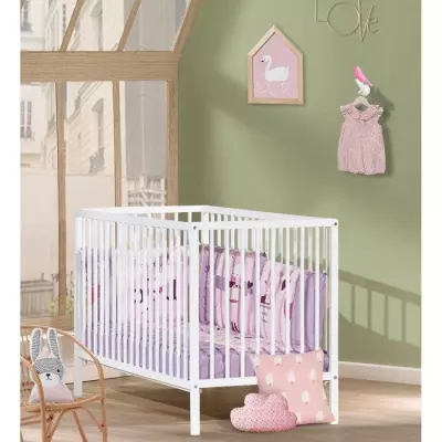 Lit bébé 120x60 cm Babyprice First en bois blanc