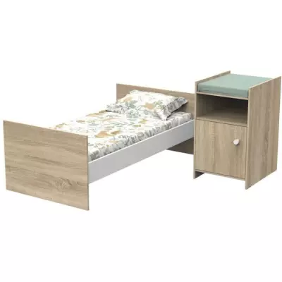 Lit bébé combiné évolutif 90x190 Babyprice Up - Décor bois