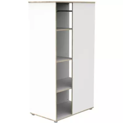 Armoire enfant blanche en bois avec étagères - Babyprice First