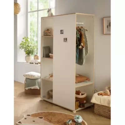 Armoire enfant blanche en bois avec étagères - Babyprice First