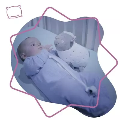 Veilleuse Peluche Mouton : Projection d'étoiles & Berceuses