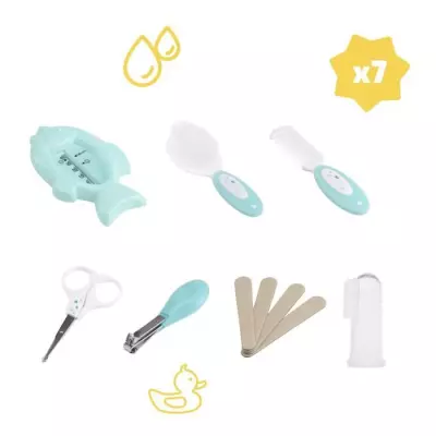 Kit de soin BADABULLE PLOUF pour bébé, 7 accessoires - Set de soin