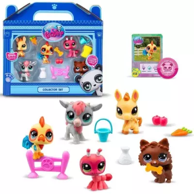 Ensemble de collection Littlest Pet Shop Ferme - 5 animaux et accessoires
