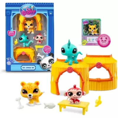 Figurines Littlest Pet Shop - Pack Tiki Jungle - 3 animaux avec accessoires