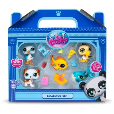 Figurines Miniatures Littlest Pet Shop - Set Collector Plage - 5 Animaux & Accessoires
