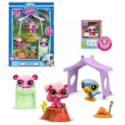 Pack à thème 3 Animaux de compagnie - BANDAI - Littlest Pet Shop Camping