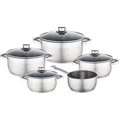 Ensemble Batterie de Cuisine Inox BAUMALU 9 Pièces - Compatible Induction