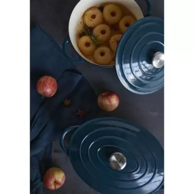 Cocotte BAUMALU 24 cm - Forme ronde - Bleu vert - Compact et pratique