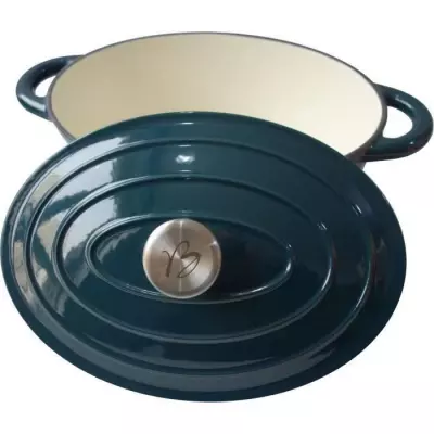 Cocotte BAUMALU 30 cm: Forme ovale - Bleu vert - Pratique et esthétique