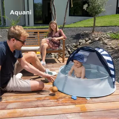 Parc bébé 3 en 1 Aquani marinière avec anti-UV FPS 50+