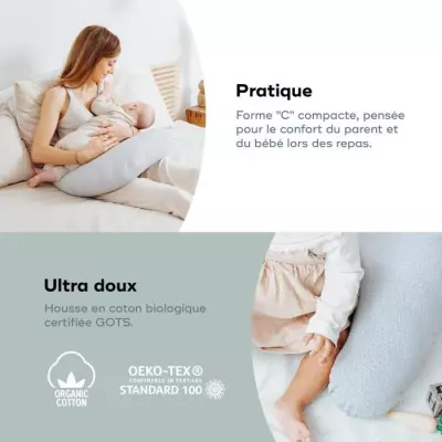 Coussin de maternité et allaitement bio - Mineral Grey