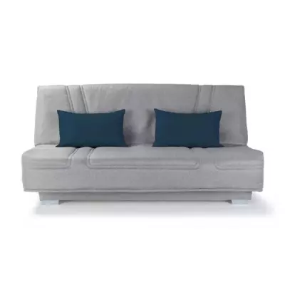 Banquette clic-clac BULTEX 3 places - Gris + Coussins bleu