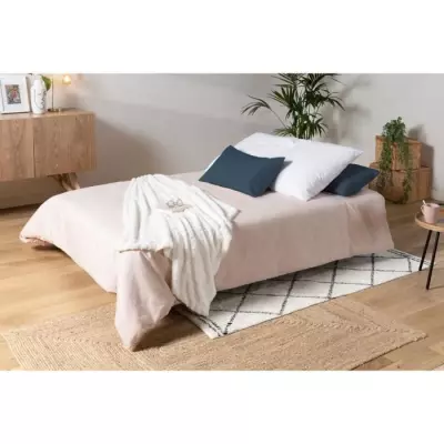 Banquette clic-clac BULTEX 3 places - Gris + Coussins bleu