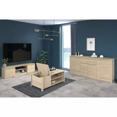 Ensemble de meubles de salon BETTY - Décor Chene - Livraison colis: 194x62x39 cm
