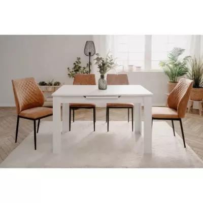 Table extensible BIRMINGHAM 80A - Blanc - Ouverture automatique - 6/8 pers.