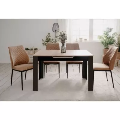 Table extensible BIRMINGHAM 80A - Chêne/noir - 6/8 pers