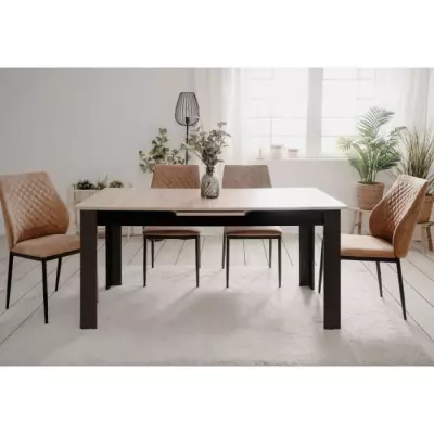 Table extensible BIRMINGHAM chene/noir 160-200 x 75 x 80 cm - 8/10 pers