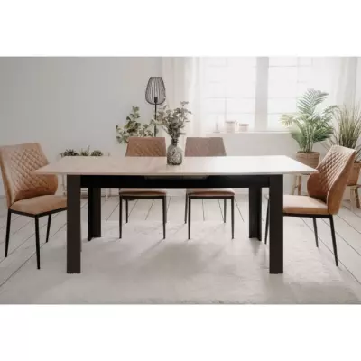 Table extensible BIRMINGHAM chene/noir 160-200 x 75 x 80 cm - 8/10 pers