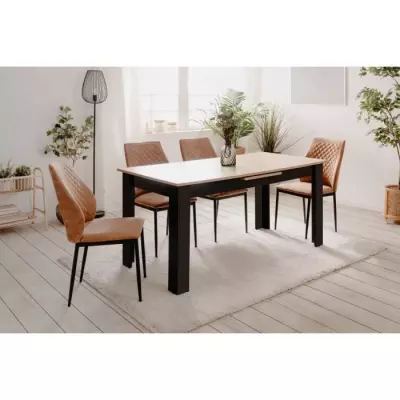 Table extensible BIRMINGHAM chene/noir 160-200 x 75 x 80 cm - 8/10 pers