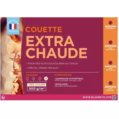 Couette extra chaude en microfibre BLANREVE 240x260 cm - Blanc