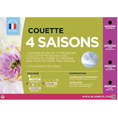 Couette 4 saisons BLANREVE - 240 x 260 cm - Blanc