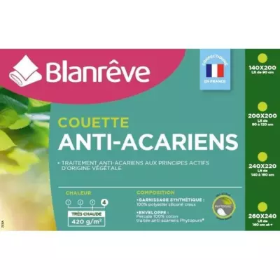 Couette très chaude BLANREVE - Anti-acariens - Made in France