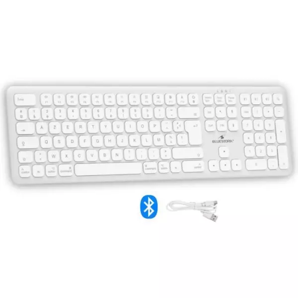Clavier sans fil Bluetooth - BLUESTORK - MAC - Full size - Compatible Mac - Blanc
