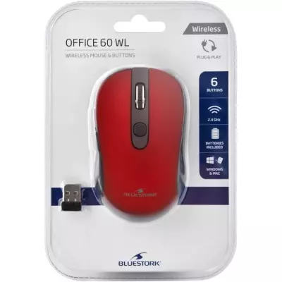 Souris Sans Fil BLUESTORK OFFICE 60 Rouge - Conception Ergonomique
