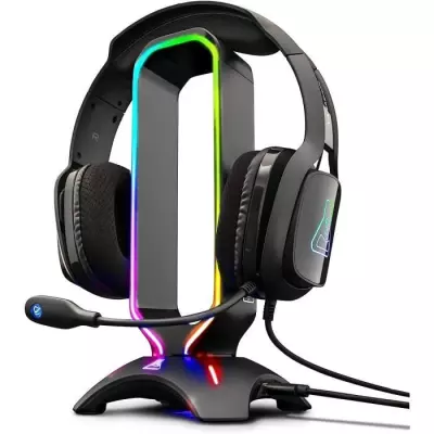 Support pour Casque Gamer - The G-Lab K-STAND RADON - RGB Noir - USB
