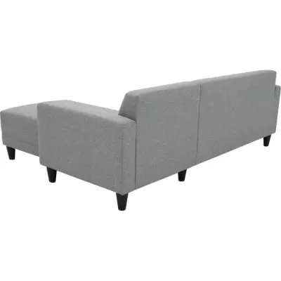Canapé d'angle fixe 4 places BOB - Tissu souris - Réversible