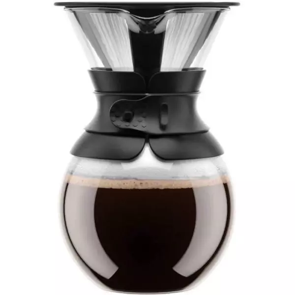 POUR OVER - Cafetiere BODUM , filtre permanent maille inox, 1.0 l, 8 tasses