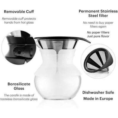 CAFETIÈRE POUR OVER BODUM 0.5L - Filtre inox, 4 tasses