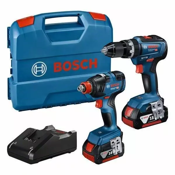 Kit 2 outils Bosch Professional Visseuse a chocs/boulonneuse GDX 18V-200 + Perceuse a percussion GSB 18V-55 + L-CASE - 06019J220