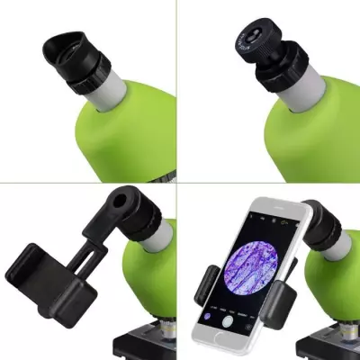 Microscope 40x-640x BRESSER JUNIOR avec LED - kit expérimentation - vert